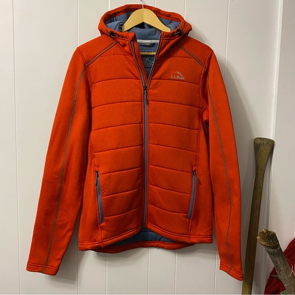 L.L. Bean Other - Ll Bean PrimaLoft Mountain Pro Hoodie Orange Heather Puffer Quilted Insulated